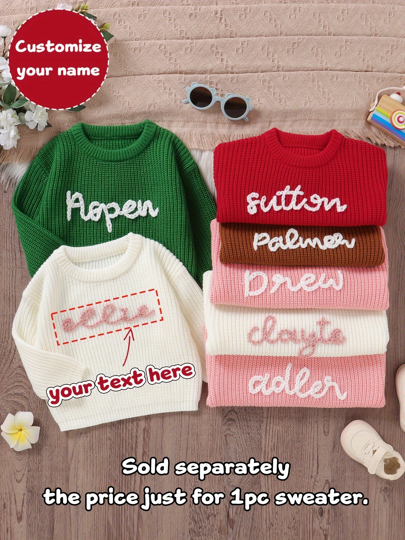 Customized Baby Gift, Hand Embroidered Letter Sweater