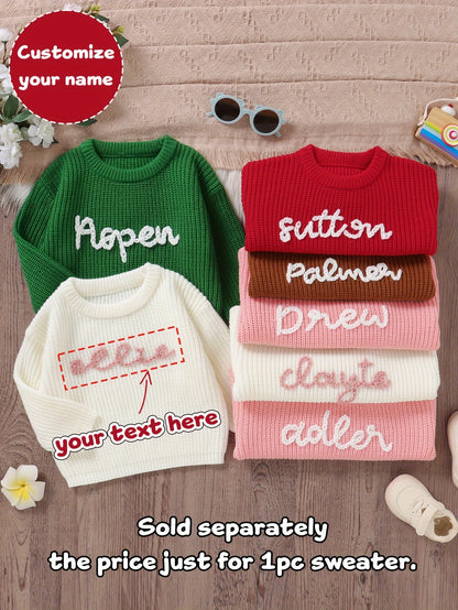 Customized Baby Gift, Hand Embroidered Letter Sweater