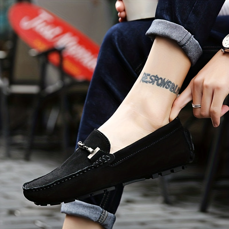 Men's Trendy Breathable Slip On Lace Free Loafers, Causal Outdoor Walking Shoes