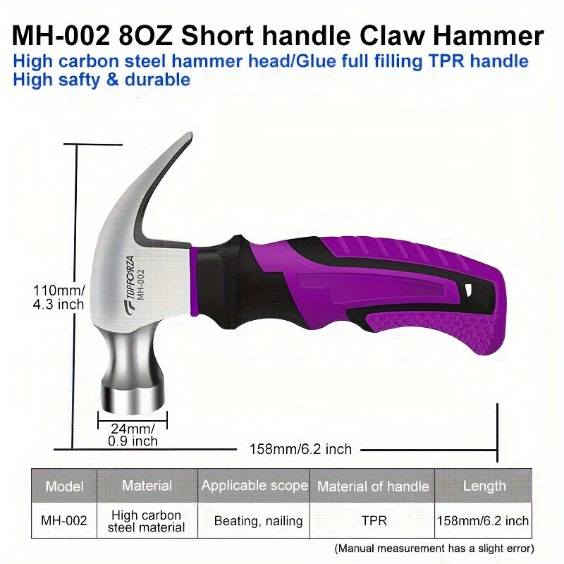 1pc Claw Hammer Nail Hammer Woodworking Striking Tools Carpenter Tools Steel Hammer