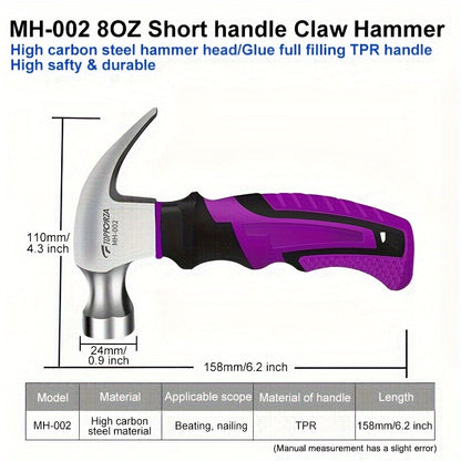1pc Claw Hammer Nail Hammer Woodworking Striking Tools Carpenter Tools Steel Hammer