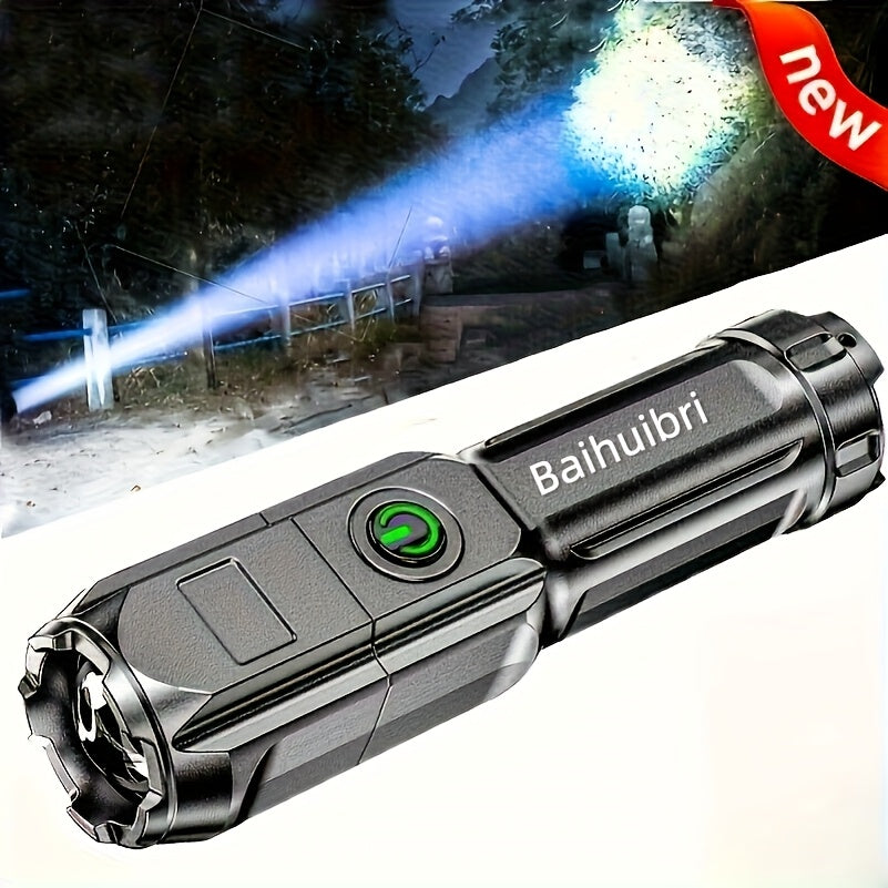 [Powerful Zoomable Flashlight] 1pc Powerful Zoomable Flashlight, Outdoor Multi-functional Portable Home Small Flashlight, Telescopic Zoom Light