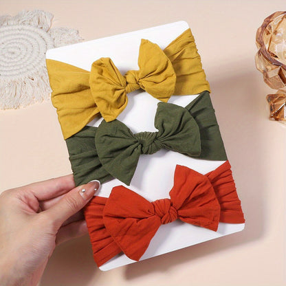 3 Pack Solid Color Baby Hair Band Stretch Bandanas