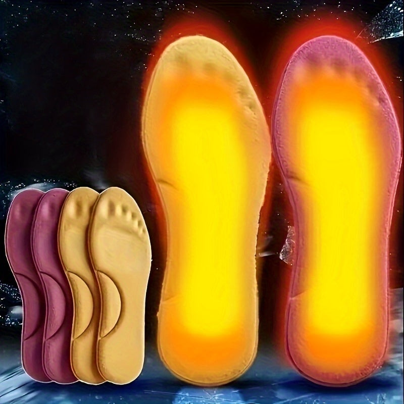 2 Pairs of Winter Insoles, Thickened and Warm, Seasonal Warm Men's and Women's Sports Shoe Accessories with a Small-size Trim Line, Can Be Freely Trimmed from Size 36 to Size 35