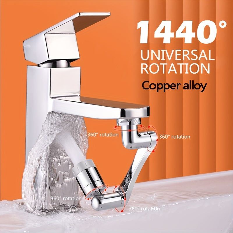 Universal Rotary Faucet Nozzle for 1pc, Silver in Color, Designed to Save Water. It Serves As an Extender for Kitchen Faucets And Can Be Used with Washbasins, Enhancing Home Improvement Projects. A Must-Have Gift for Any Household