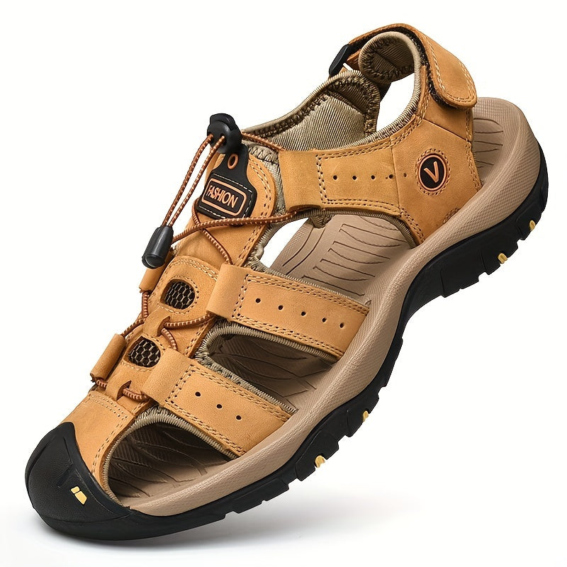 Men'S Casual Summer Sandals - Breathable Mesh Upper, Adjustable Elastic Straps & Non-Slip Rubber Sole for Beach, Outdoor & Casual Attire - Brown, Strappy Sandals, Beachwear Essentials, Comfortable Fit, Durable Traction Footwear