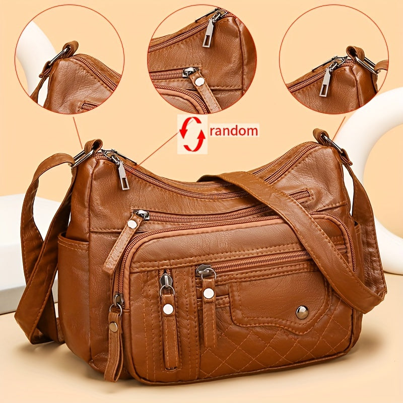 [Large Crossbody Bag] 8108 Large Capacity Soft Shoulder Crossbody Bag - Random Flower Pattern - Random Strap Direction - Random Zipper Direction