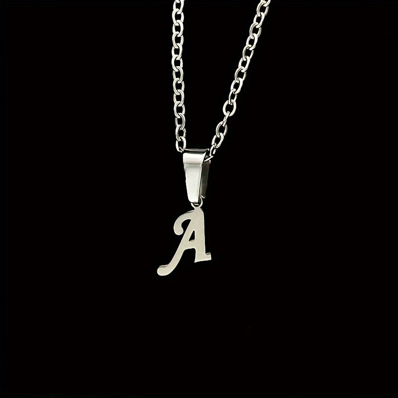 Stainless Steel Minimalist 26 Letter Pendant Necklace Unisex Gift