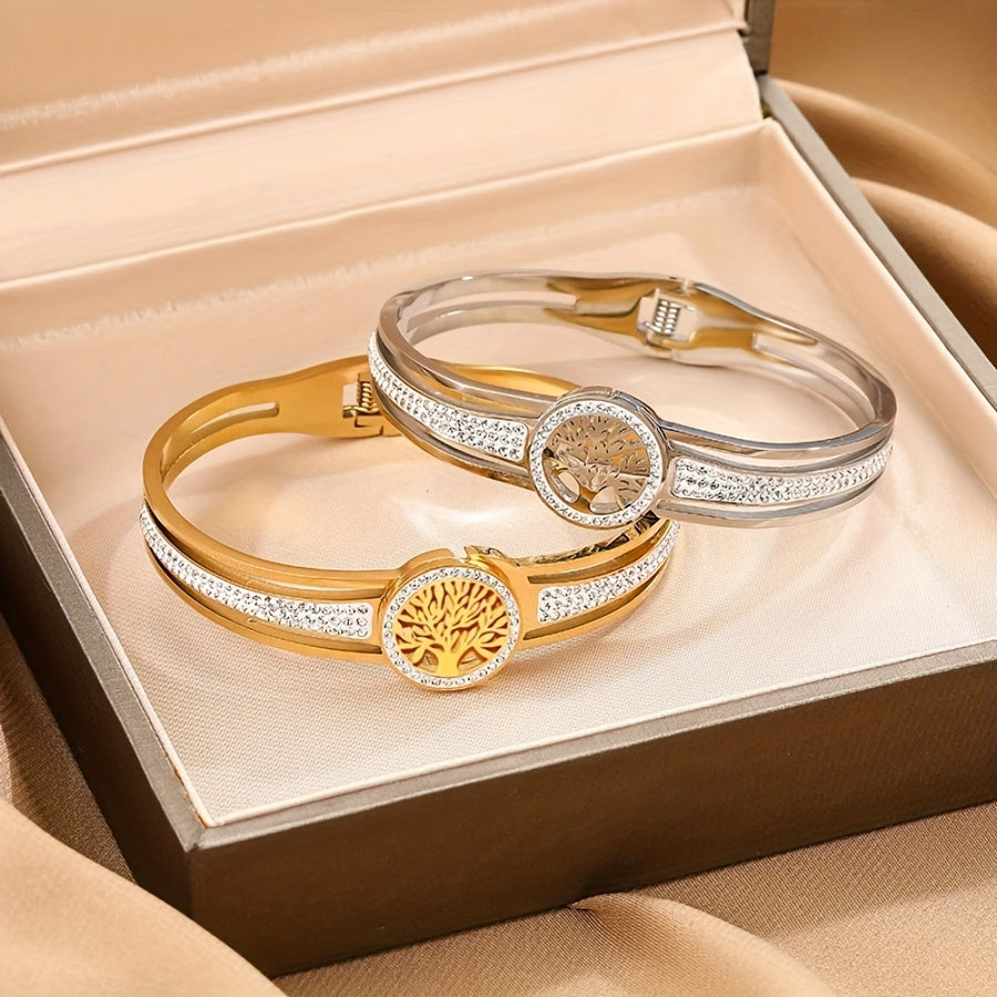 A Men'S Stylish Tree of Life Bracelet Made of 316L Stainless Steel, Perfect As a Holiday Gift