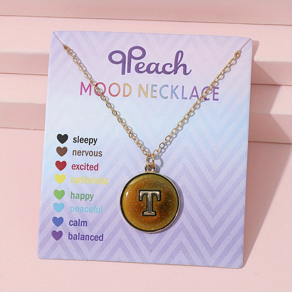 1pc of Temperature-Sensitive Color-Changing Letter Pendant Novelty Oil Drop Necklace (Color Changes with Temperature)