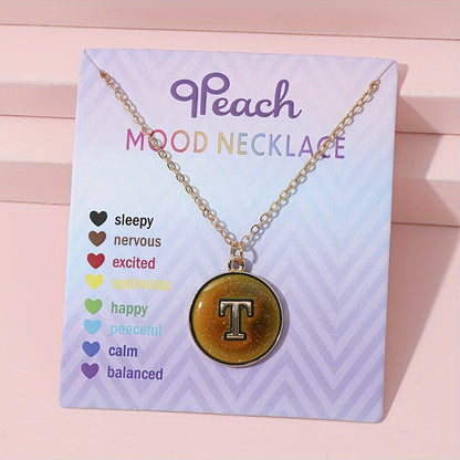 1pc of Temperature-Sensitive Color-Changing Letter Pendant Novelty Oil Drop Necklace (Color Changes with Temperature)