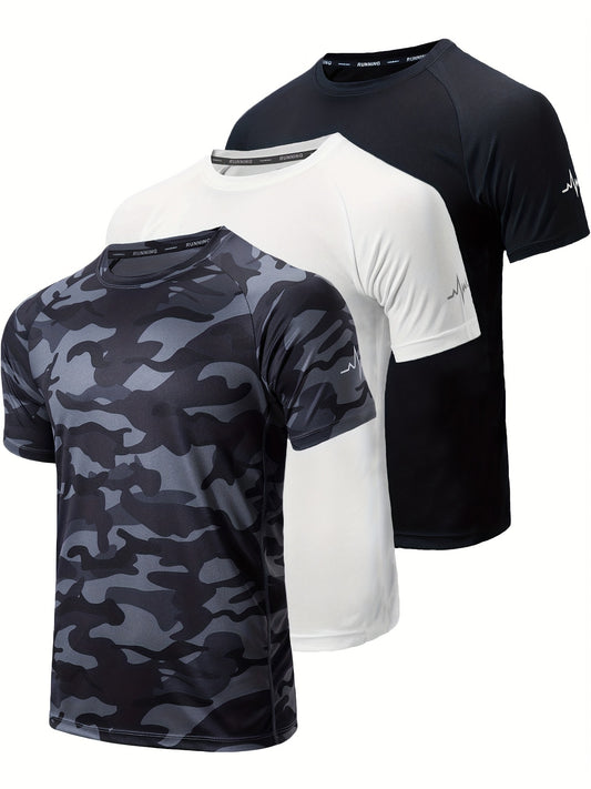 3pcs Compression Shirts Men Short Sleeve Athletic Moisture Wicking Baselayer Undershirt Gear Tshirt for Sports Workout