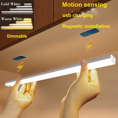 USB Rechargeable LED Motion Sensor Light - Wireless, Three Tone Lighting, Warm/White Night Light for Kitchen, Closet, Hallway and Stairs, Room, Night Lighting, Computer Backlight, USB Gadget, USB Light Cabinet Lights