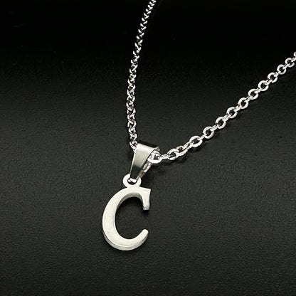 Stainless Steel Minimalist 26 Letter Pendant Necklace Unisex Gift