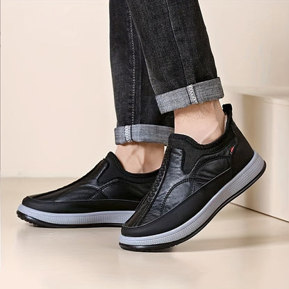 Men'S Winter Shoes - Slip-On Cold Weather Boots with Thick Cushioned PVC Sole, Warm Lining - Non-Slip Traction for Ice & Snow - Available in Black, Gray, Brown - Ideal for Travel, Home, and Everyday Use - Easy-Clean Shoes, Winter Boots, Home Footwear, Sle