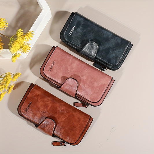 [Vintage Wallet] Stylish Vintage Wallet | Multiple Zippered Compartments, Credit Card Holder & Secure Coin Pocket - Business Handbag in Teal, Red, or Black