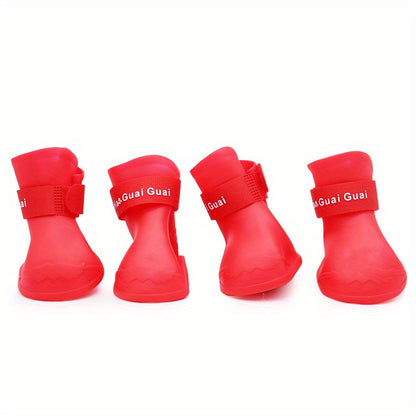 Pet silicone rain boots non-slip waterproof wear-resistant soft bottom can not drop dog shoes small dogs and cats Teddy rain boots