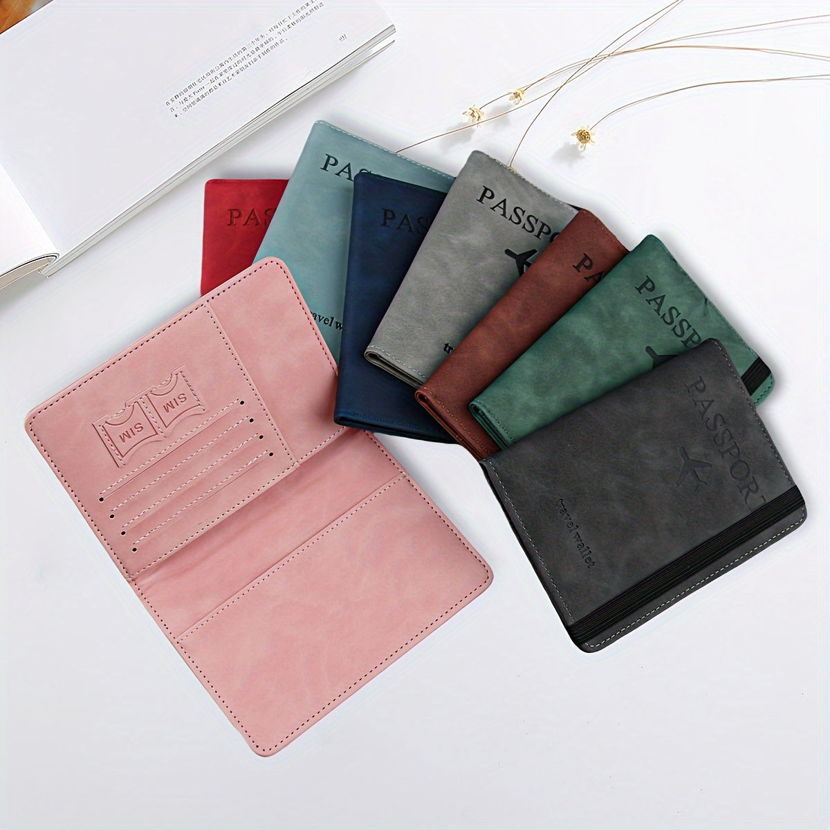 1pc RFID Passport Holder | Thin Retro PU Multi-Function Wallet, Travel Passport Bag, Light Grey with