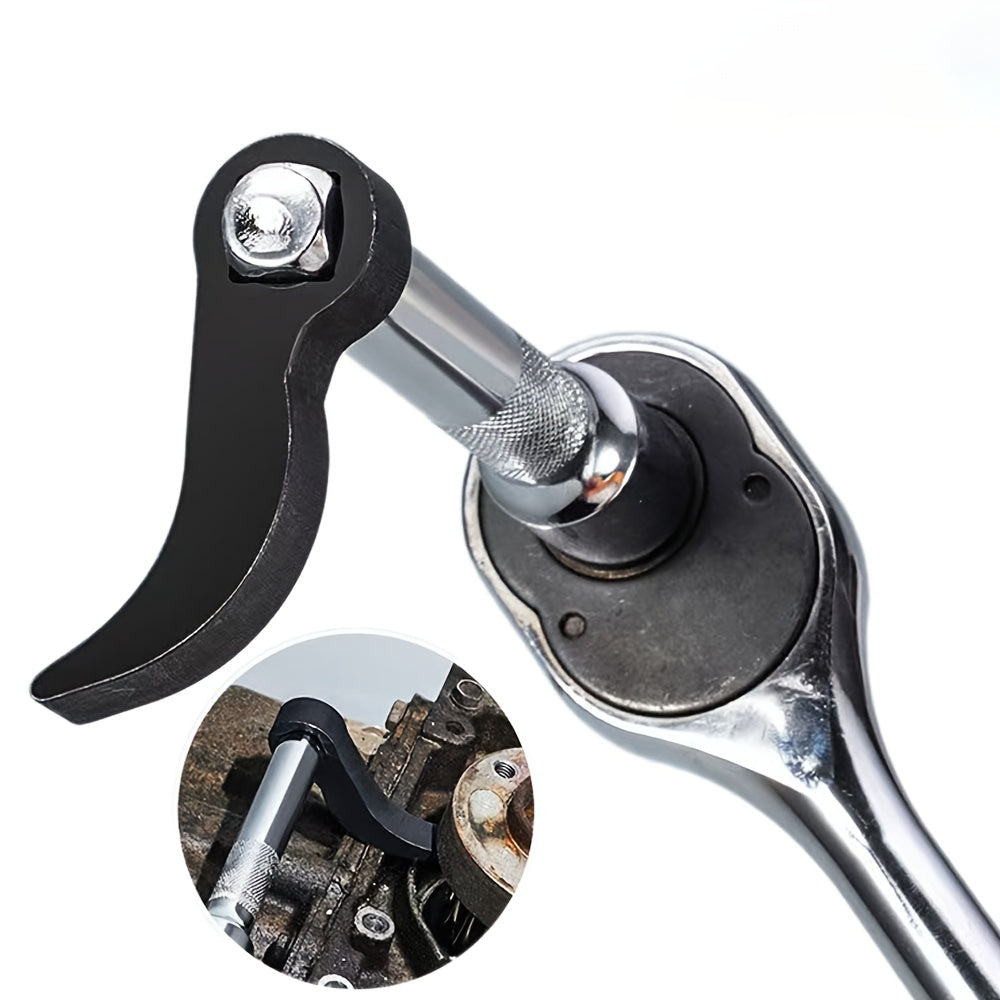 1pc Carbon Steel Adjustable Angle Bull Horn Pry Bar Adapter Head Tool for 1/2 Ratchet Open-End Wrench, Half Shaft Drive Shaft Disassembly Tool