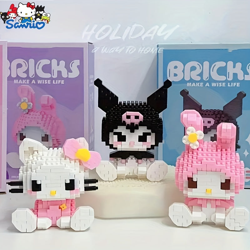 Building Block Set Featuring Sanrio Characters Like Hello Kitty, Kuromi, My Melody, And Cinnamoroll - Brick Kits for Creating Collectible Desk Decorations - Educational Puzzle Toy Suitable for Teens, Adults