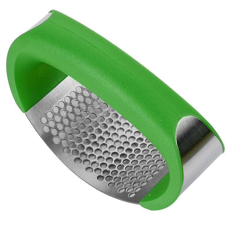 [Garlic Crusher] 1pc Stainless Steel Garlic Press - Manual Garlic Crusher with Ergonomic Handle, Durable Kitchen Tool for Crushing Garlic, No Electricity Needed, Easy to Clean, Perfect for Home Cooking, Garlic Crusher for Kitchen, Cooking Essentials, Slee