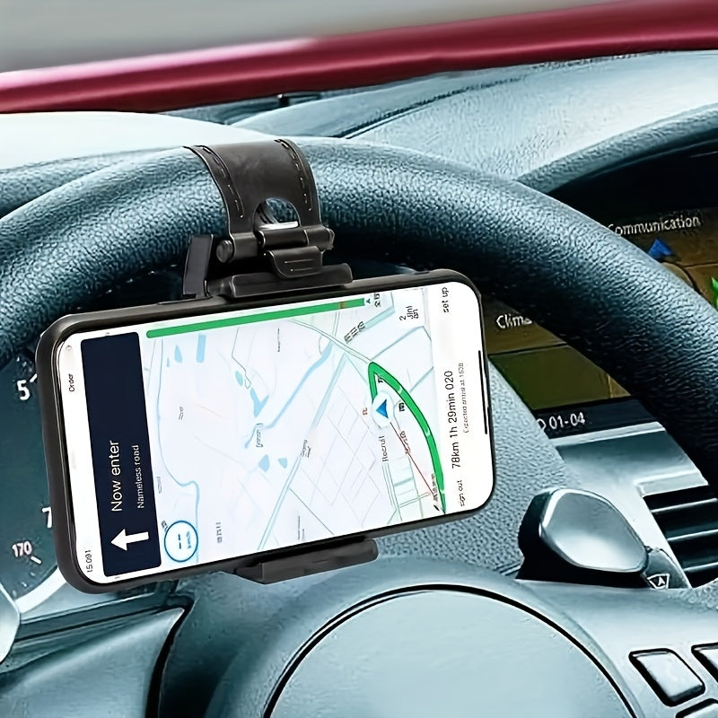 Durable Universal Car Phone Holder - Plastic Steering Wheel Mount, Mobile-Phone Stand Support, Bike Clip Mount, Easy to Use
