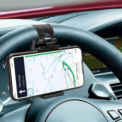 Durable Universal Car Phone Holder - Plastic Steering Wheel Mount, Mobile-Phone Stand Support, Bike Clip Mount, Easy to Use