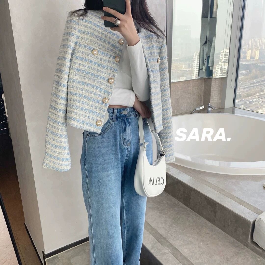 Chanel style women jacket women's spring and autumn 2025 new temperament loose pearl buckle cardigan fashion short top