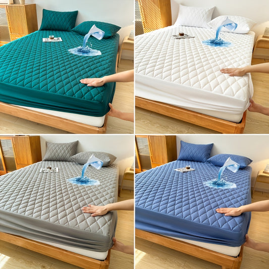 1pc Multi-Color Waterproof Mattress Protector (No Pillowcase or Filling) Soft and Comfortable Solid Color Bedding, Breathability, Suitable for Living Room or Guestroom. Only the Sheet is Included