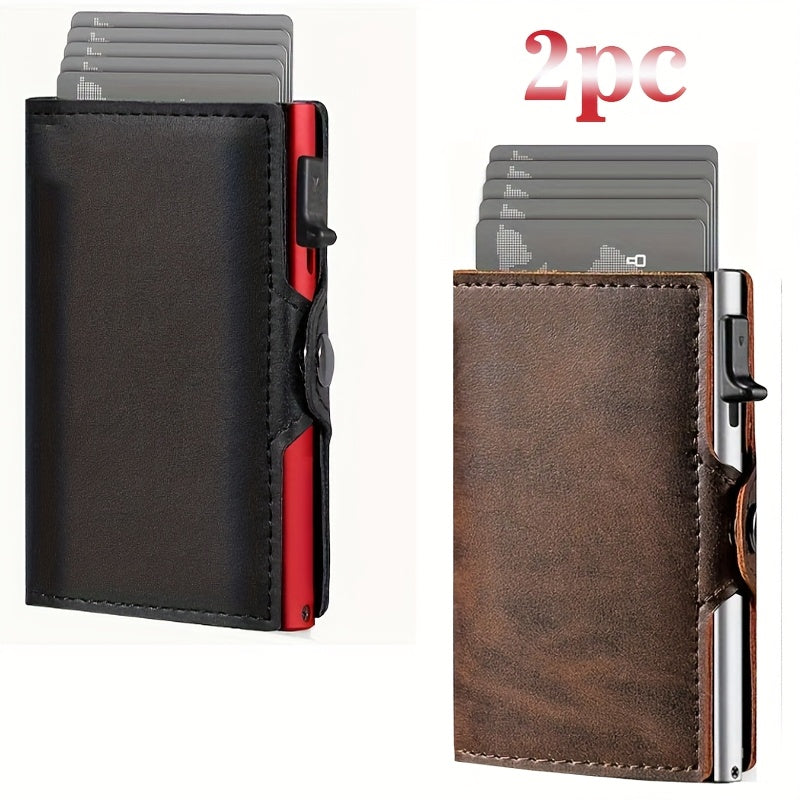Carbon Fiber Card Clip Wallet Ultra-Thin Aluminum Pop-Up Bank Card Box Rfid-Proof Money Wallet Metal Aluminum Box Card Clip Wallet