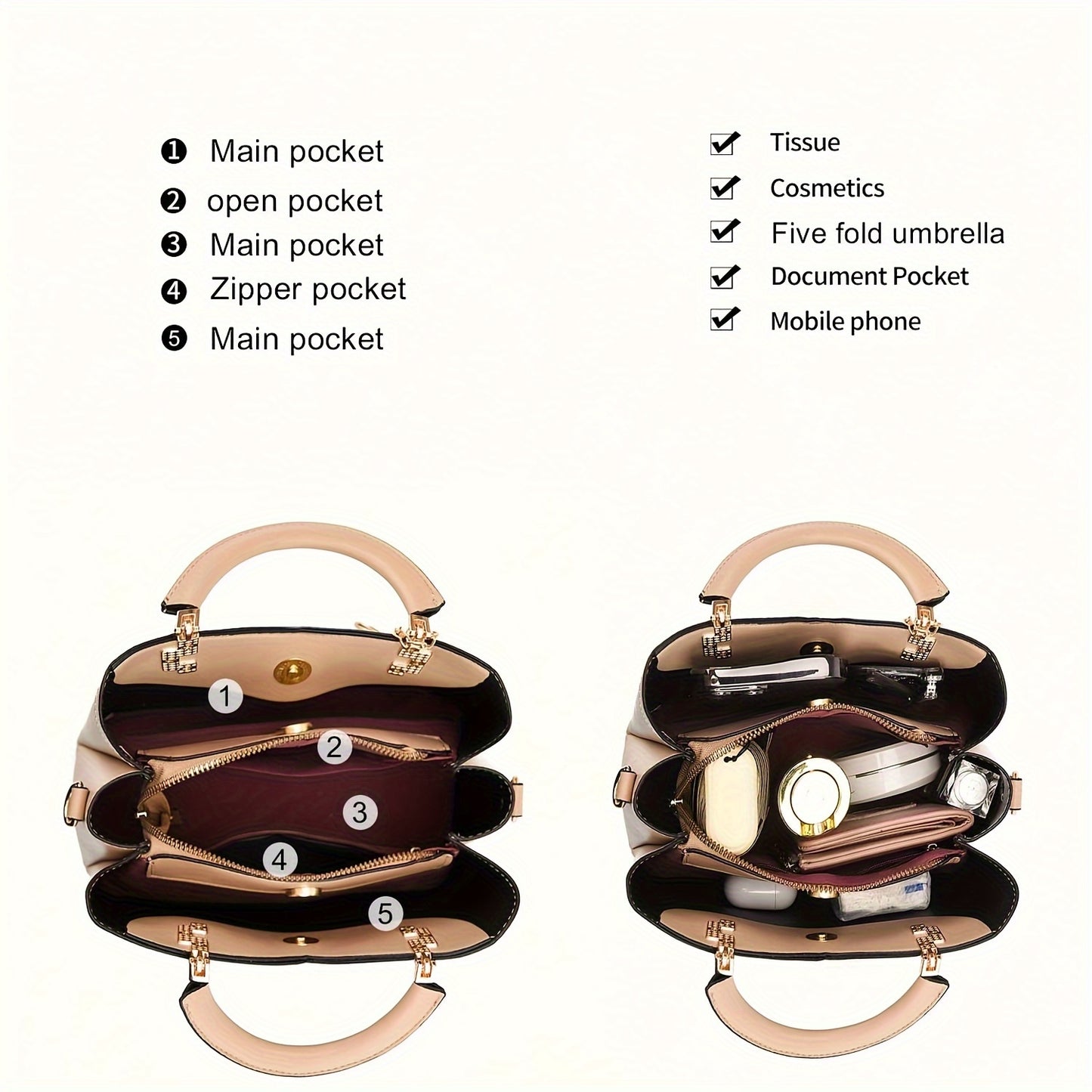 2pcs Set Fashion Colorblock Tote Bag with Shoulder Strap & Matching Clutch, Women's Elegant Handbag And Crossbody Purse Combo