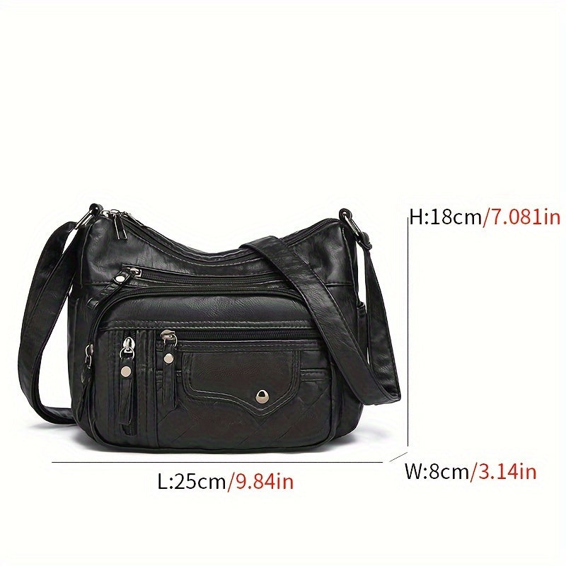 [Large Crossbody Bag] 8108 Large Capacity Soft Shoulder Crossbody Bag - Random Flower Pattern - Random Strap Direction - Random Zipper Direction