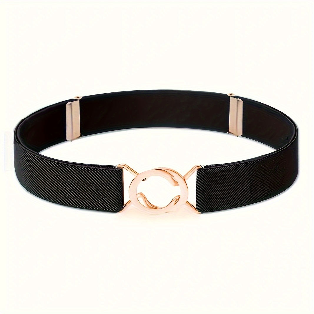 Women'S Figure 8 Elastic Waistband, Ladies' Fashionable Black Elastic Waistband, Adjustable Waist Elastic Buckle, Waistband for Jeans And Dresses, Gift Choice