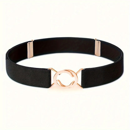 Women'S Figure 8 Elastic Waistband, Ladies' Fashionable Black Elastic Waistband, Adjustable Waist Elastic Buckle, Waistband for Jeans And Dresses, Gift Choice