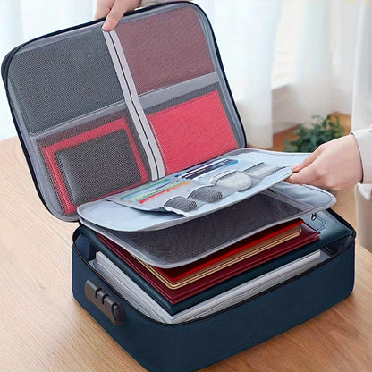 [Secure Document Bag] 1pc Large Capacity Locking Document Bag | 3-Layer Document Storage Box with Zipper, Portable Travel Household Paper, Documents, Certificates, Suitable for Home School Office