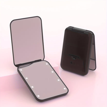 [Portable LED Makeup Mirror] 1X/3X Portable LED Makeup Mirror with Light, Double-Sided, Foldable, Handheld, Small, Can Be Placed in Wallet, Suitable as a Gift