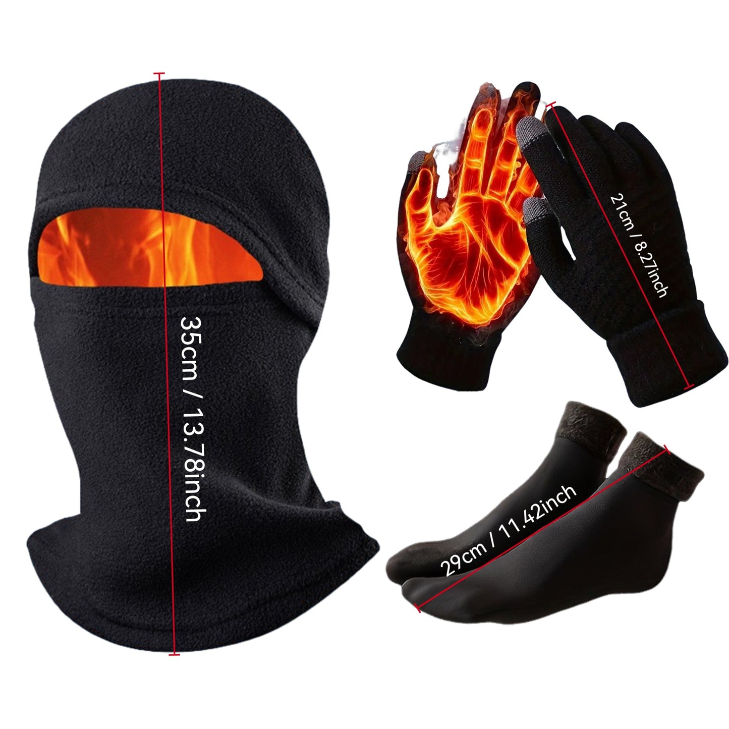 1 Set Winter Essentials Set: Touchscreen-Friendly Gloves, Thick Fleece-Lined Socks & Windproof  with Ear Protection - 100% Polyester, Warm and Cold Resistant for Outdoor Activities, Winter Clothes