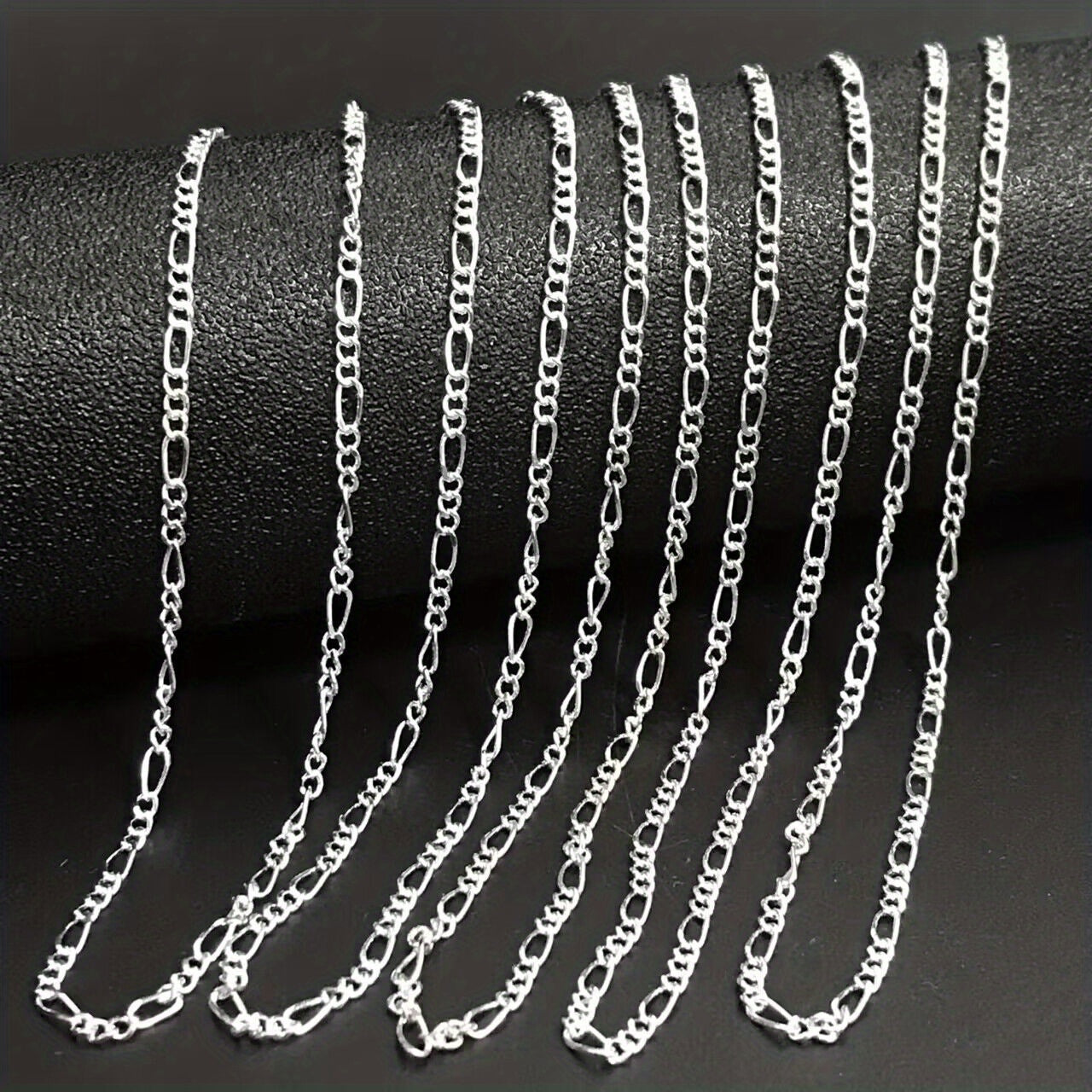 5pcs Silver-plated Plated Link Chain Necklaces with Lobster Clasps - 16-30 Inch Versatile Jewelry Making Chains for Fashion Accessories, Fashion Jewelry Making|Textured Metal Chains|Durable Metal Chains, Jewelry Making Supplies