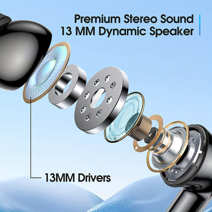 Wireless Earbuds with Wireless 5.4, Featuring 13MM Speakers, Extended Playback Time, And a Type-C Fast Charging Case. These Stereo In-Ear Headphones Are Compatible with Both for iphone And Android Devices, Suitable for Gaming, Business