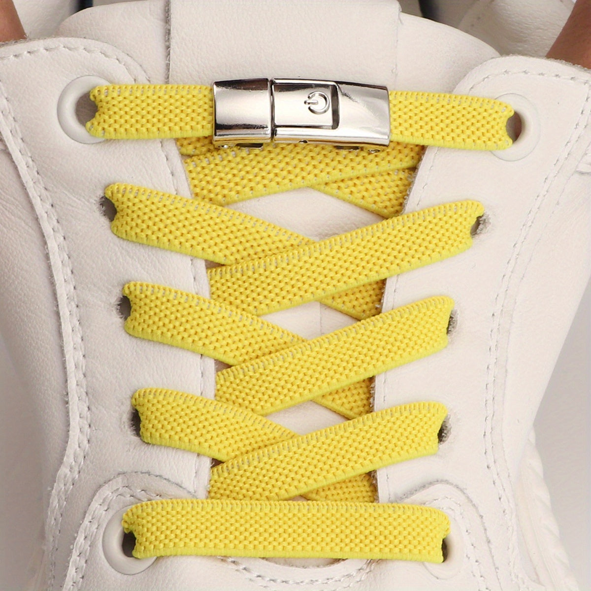 [Polyester Sneaker Accessories] 1 Pair White Polyester Women's Sneaker Accessories No Laces with Buckles