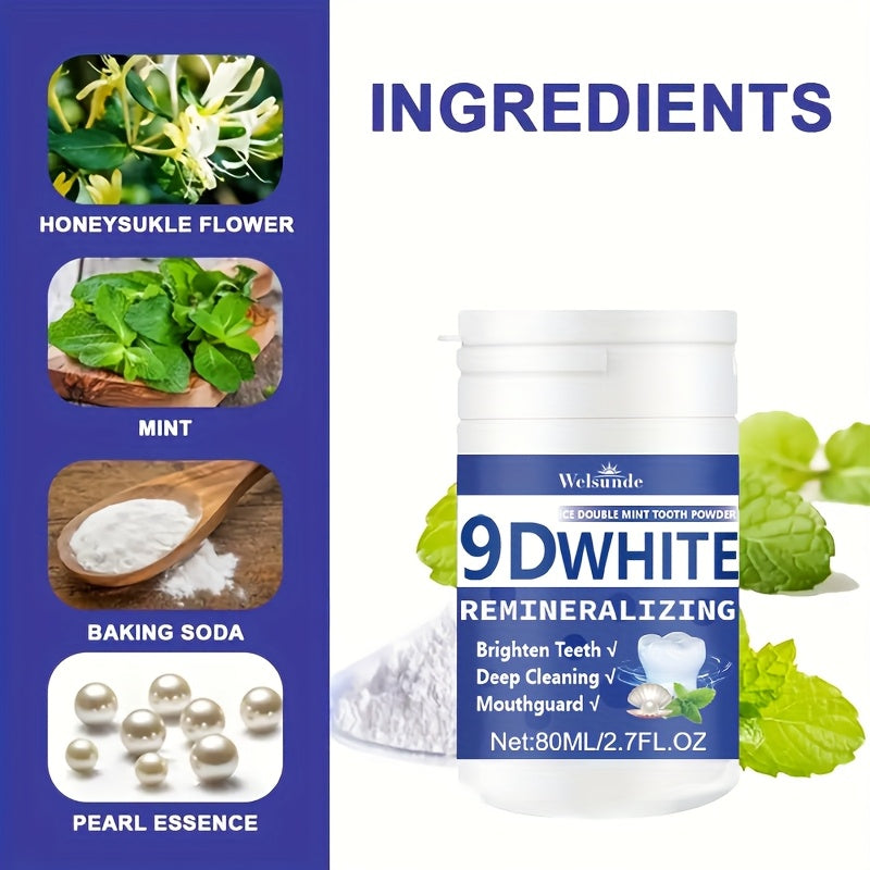 9D White Remineralizing Hydroxyapatite Tooth Powder, Deep Cleaning Tooth Whitening Powder, Fresh Breath, Ideal for Oral Health & Hygiene, Gift for Women Men, Toothpaste, Tooth Cleaning Powder for Daily Life