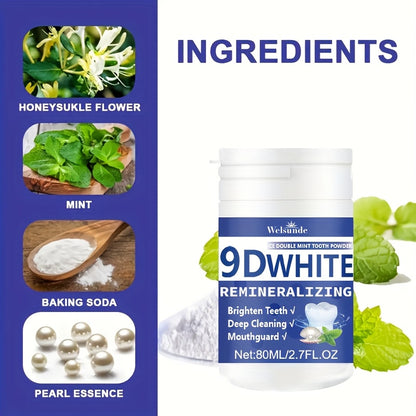 9D White Remineralizing Hydroxyapatite Tooth Powder, Deep Cleaning Tooth Whitening Powder, Fresh Breath, Ideal for Oral Health & Hygiene, Gift for Women Men, Toothpaste, Tooth Cleaning Powder for Daily Life