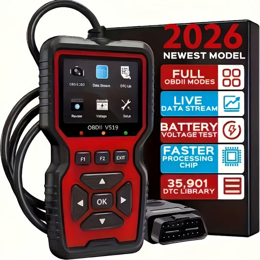 2026 V519 Professional OBD2 Scanner - USB Powered, Real-Time Data Diagnostic Tool, Suitable for Checking Engine Fault Lights in Most Vehicles, No Battery Required