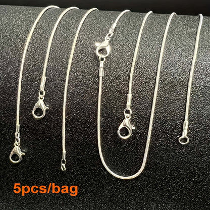 5pcs Silver-plated Plated Link Chain Necklaces with Lobster Clasps - 16-30 Inch Versatile Jewelry Making Chains for Fashion Accessories, Fashion Jewelry Making|Textured Metal Chains|Durable Metal Chains, Jewelry Making Supplies