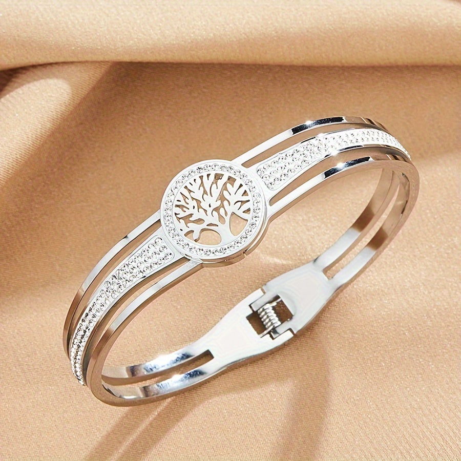 A Men'S Stylish Tree of Life Bracelet Made of 316L Stainless Steel, Perfect As a Holiday Gift