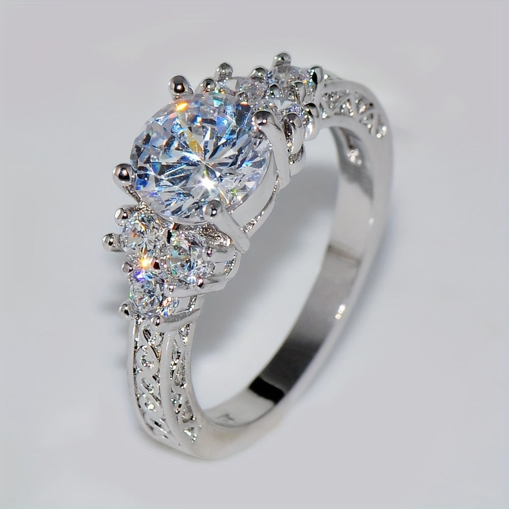 Exquisite Fashion Silvery Color Engagement Rings for Women Fashion White Ring Anniversary Bridal Wedding Jewelry