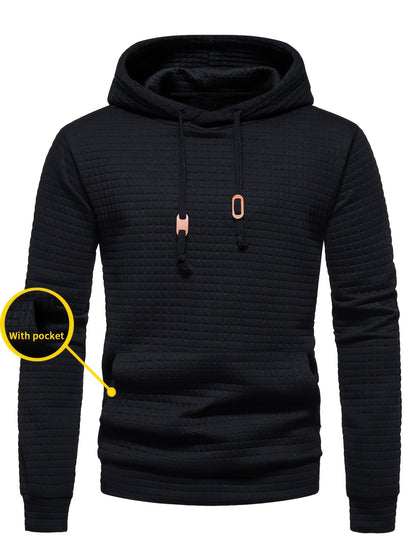 New Autumn And Winter Men'S Pullover Sweatshirt Made of Jacquard Check Fabric, Suitable for Sports, Casual Wear, Outdoor Jogging, And Fitness Training with Long Sleeves