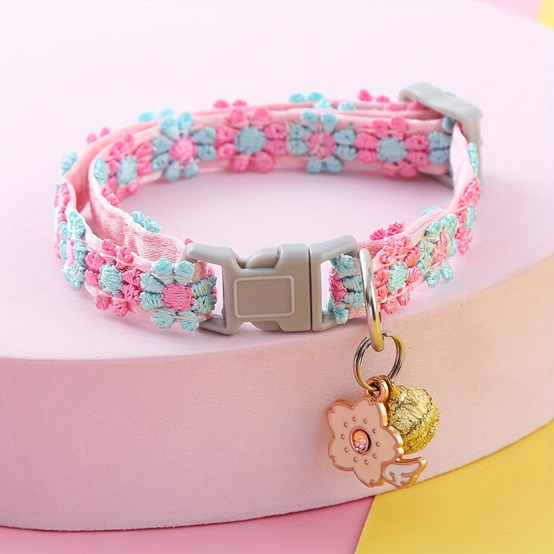 Adjustable Lace Cat Collar 1pc - with Pendant, Suitable for Small Cats and Dogs