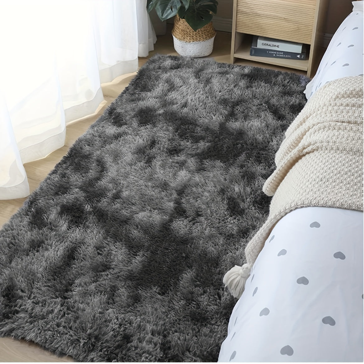 1pc, Soft Plush Non-slip Fuzzy Shag Area Rugs, Tie-Dyed Pet Friendly Bedroom Living Room Rug for Dorm Home Decor