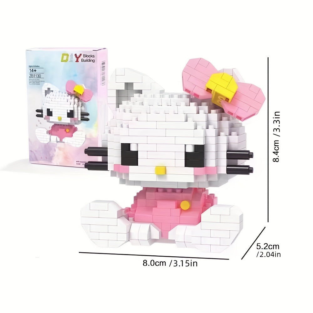 Building Block Set Featuring Sanrio Characters Like Hello Kitty, Kuromi, My Melody, And Cinnamoroll - Brick Kits for Creating Collectible Desk Decorations - Educational Puzzle Toy Suitable for Teens, Adults